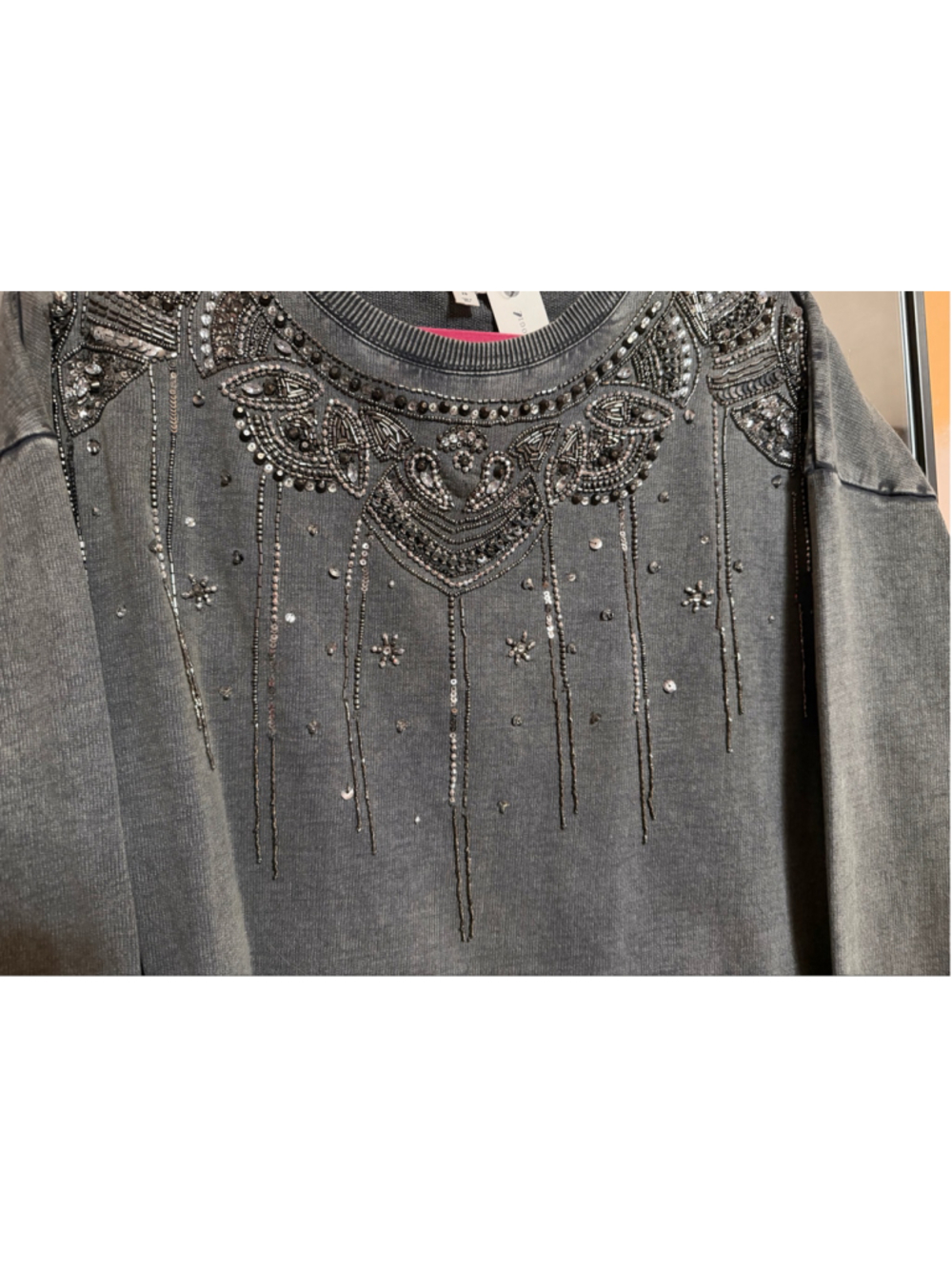 Women's Pilcro Embellished Sweatshirt Grey Size XS - Picture 4 of 6